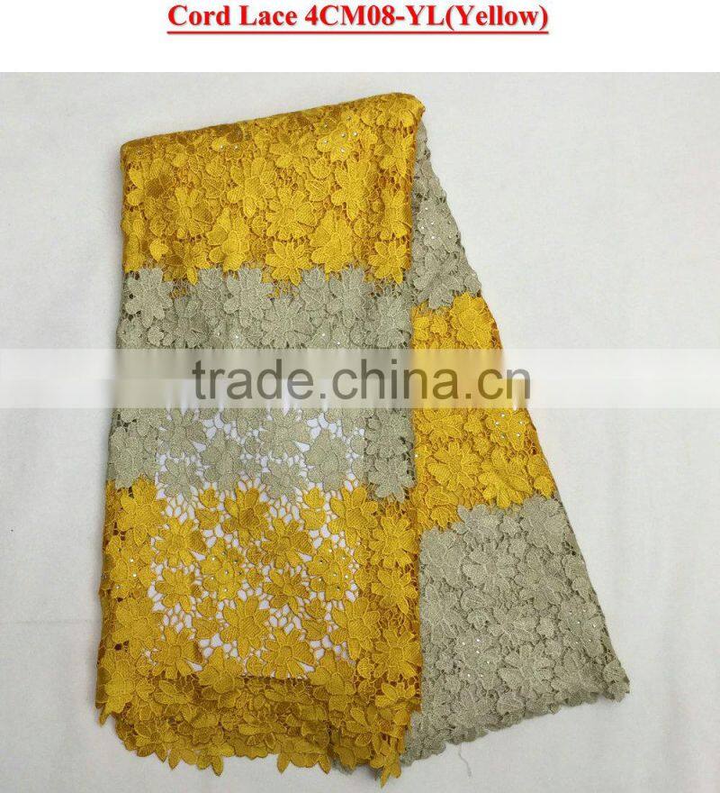 Afircan embroidery cord lace of silver guipure lace for wedding