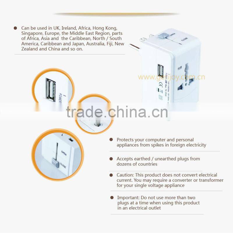 Power strip socket solar charger led flashlight travel adapter