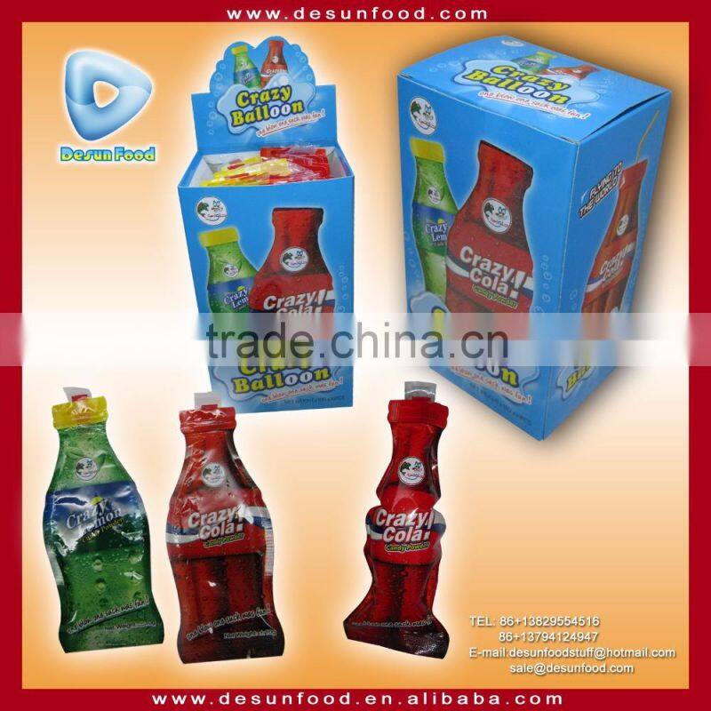 Crazy ballon lemon and cola candy powder with stick
