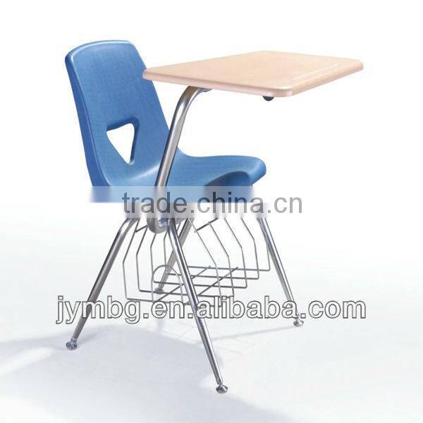 School Chair with Writing Pad and metal basket