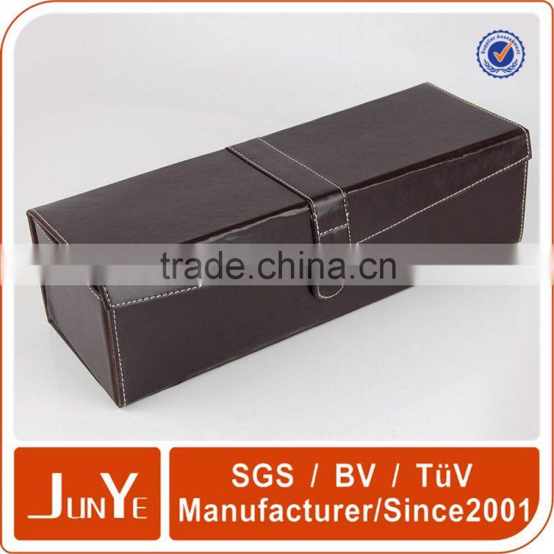 good sewing foldable leather box for wine bottles packaging