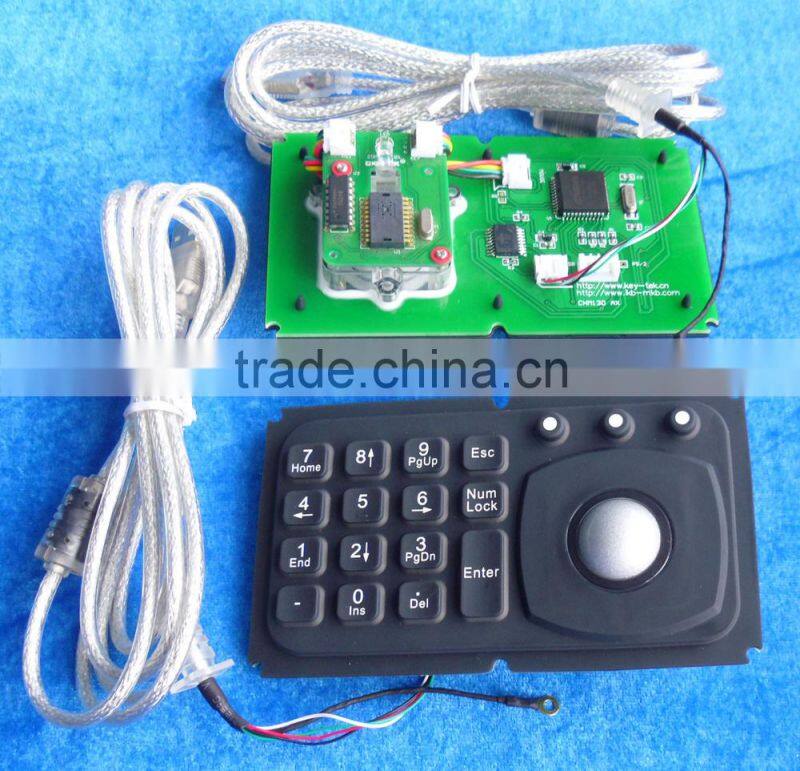 Ruggdized silicone keypad with optical trackball mouse