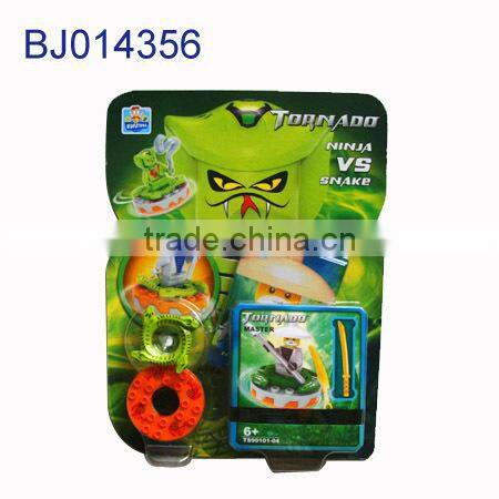 Funny children toy plastic kids diy block warrior battle spinning top toy