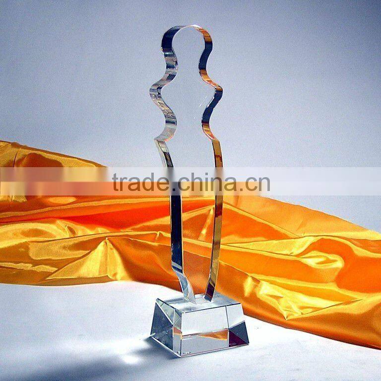 hot sale crystal glass hand trophy