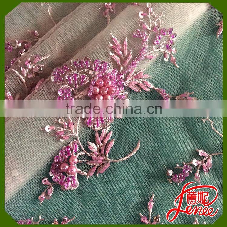 Top Quality Beads Mesh Embroidery Fabric For Wedding Dress