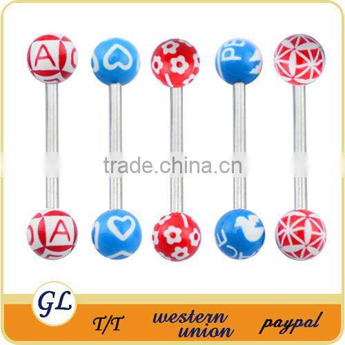 316L Surgical Steel Fake Barbell Piercing Industrial Tongue Barbell Jewelry