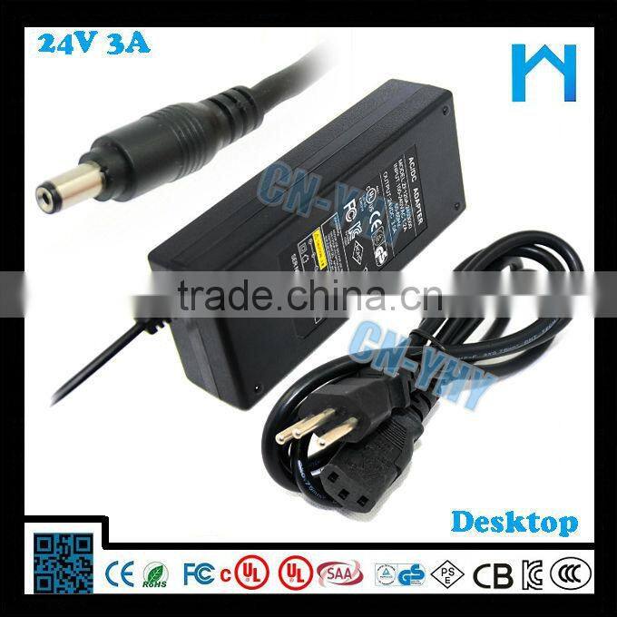CE RoHS approved cctv 75w 24v 3a dc power supply