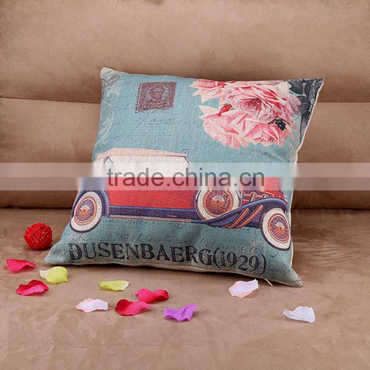 2015 digital printing cartoon car series cushion cover cotton and linen hold pillow