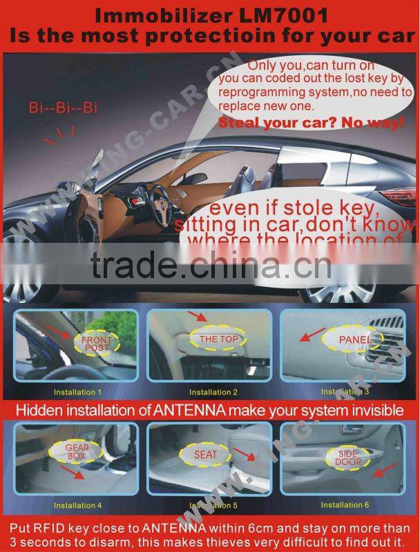 12~24v 2years guarantee RFID electronic car motorcycle alarm engine immobilizer system leather key