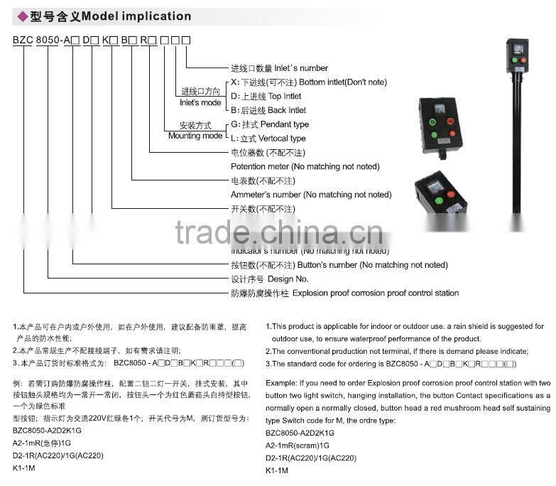 BZC8050 IP66 Protection Level and Control Box Type junction box in hazardous location