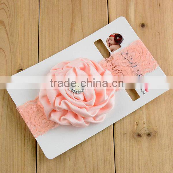 fashion elastic girls pearl flower knitted head bands