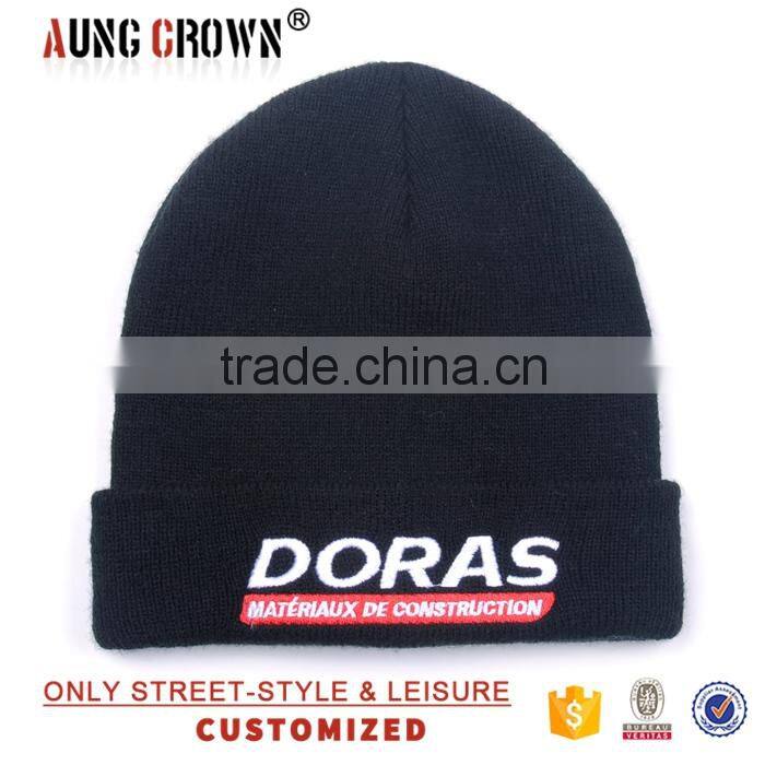 100% custom acrylic fashion beanie embroidery logo