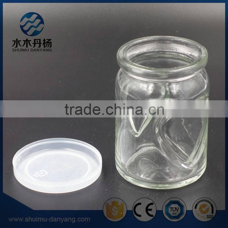 200ml heart shaped glass pudding bottle milk bottle with plastic lid