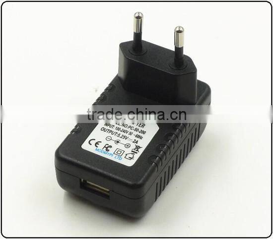 CE ROHS FCC approved EU 5V 2A usb power adapter with one year warranty