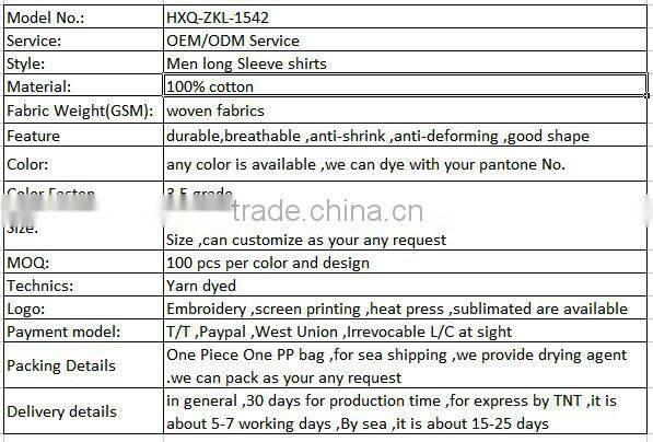 Fashion Custom Men Business Shirts In Cotton With White Trimming