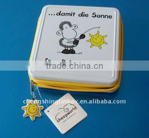 Square Tin Box with Zipper