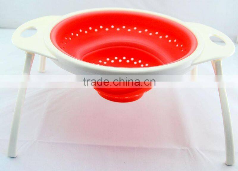 100% Food grade collapsible silicone strainer, foldable silicone colander, silicone kitchenware, kitchen tools strainers
