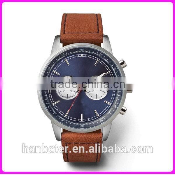 2016 top selling two sub dial chronograph watch stainless steel luxury men's watches