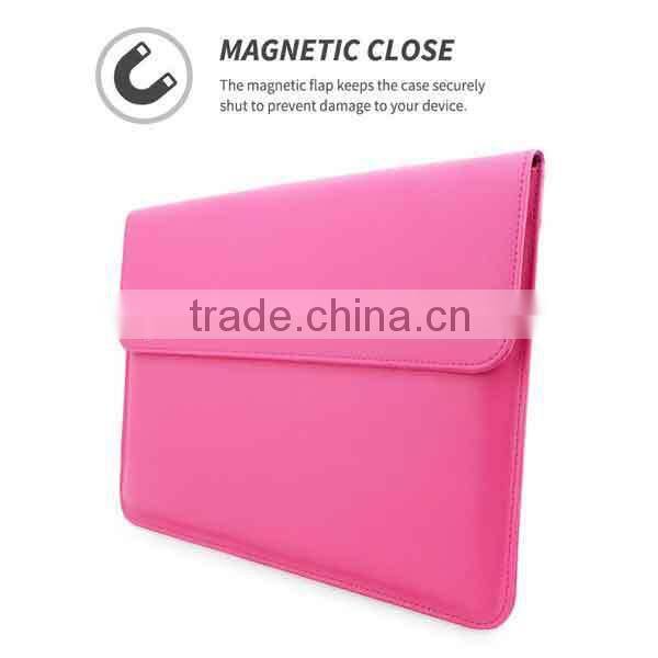 Hot Pink Card Slot Magnetic Leather Sleeve Case For Macbook Air 13 and Macbook Pro 13 With Retina,For Macbook Bag