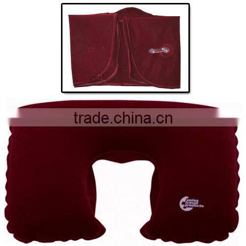 Brand pile coated pvc inflatable travel pillow