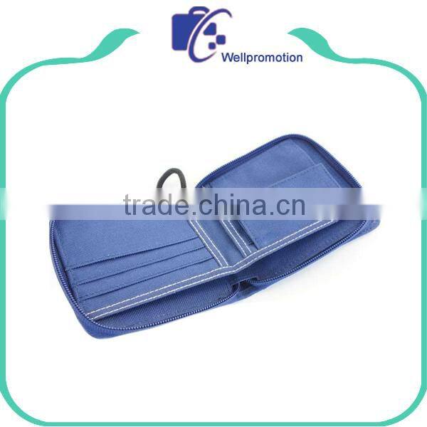 Blue women men canvas card wallet with rope handle