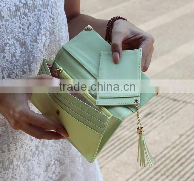 Korean bowknot PU long women wallet