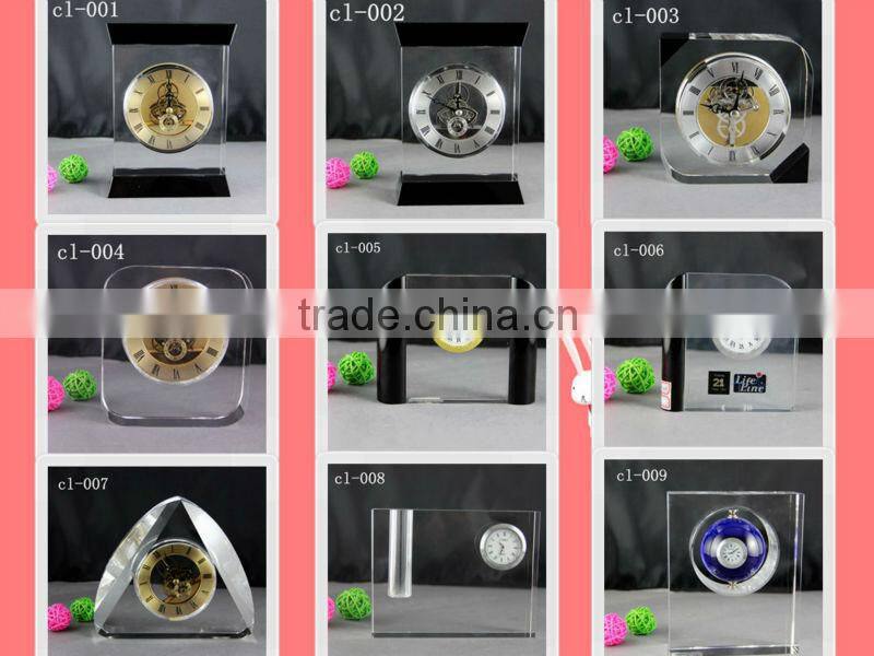 cheap crystal glass table clock for office decoration gift religion souvenirs