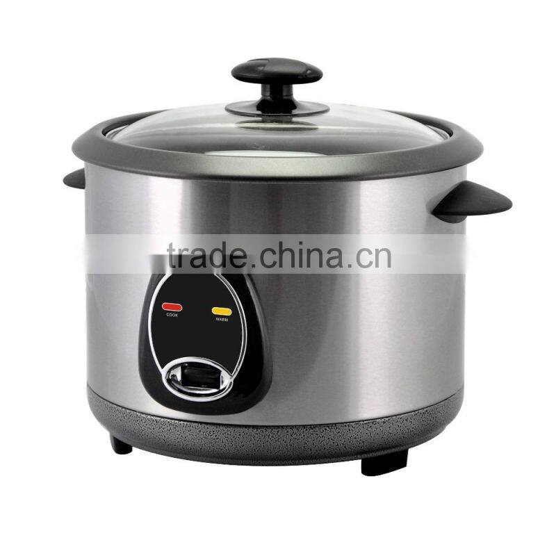Chinese factory manufacture stainless steel body rice cooker with glass lid