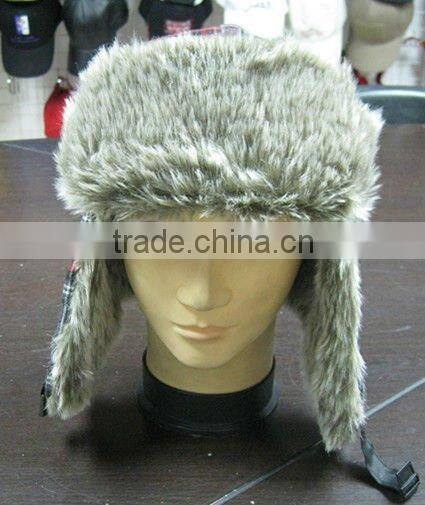 Black Faux fur Winter Hat With Earflap