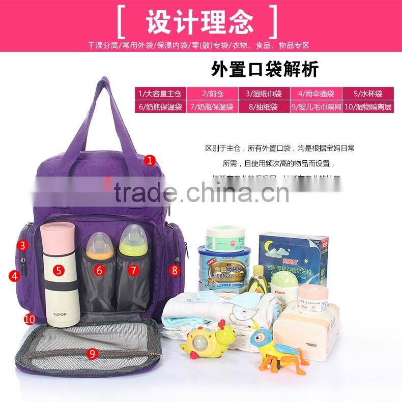 China oem supplier 2016 new products nappy bag organiser backpack baby bag