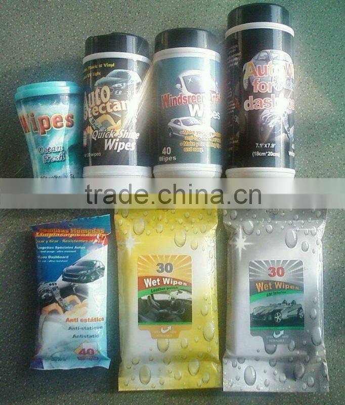 car leather wet wipe, wet cleaning cloth