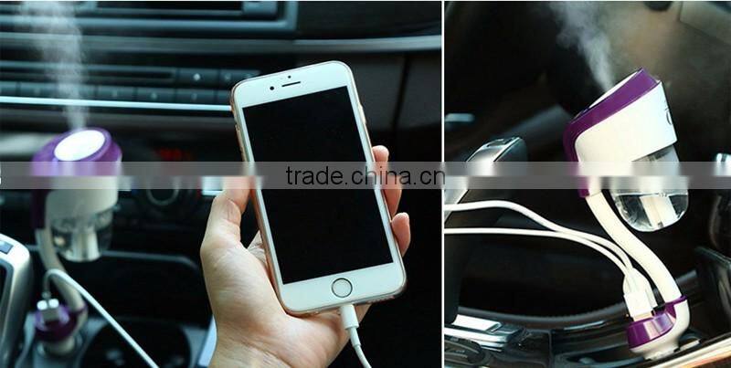 Upgraded Mini Car Aromatherapy Humidifier Air Purfier Essential Oil Aroma Diffuser Mist Maker with 2 USB HUB USB Charger