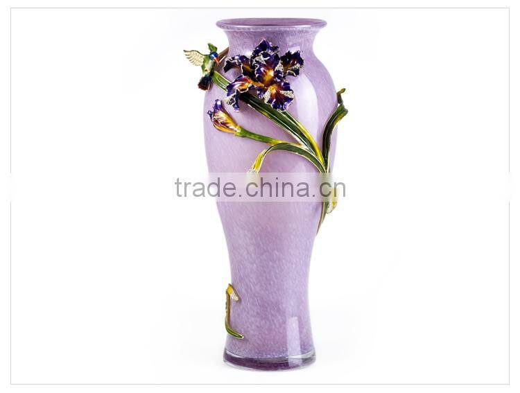Fashkon modern home decoration craft home vase pewter design iris flower color vase metal vase alloy vase pewter craft