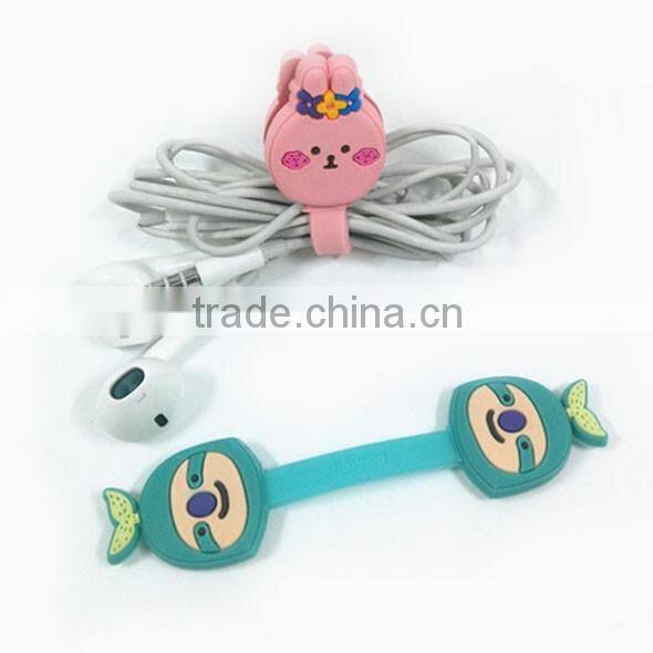 Korean cartoon animal earphone soft PVC coil winder