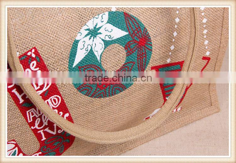Christmas series printing jute bag