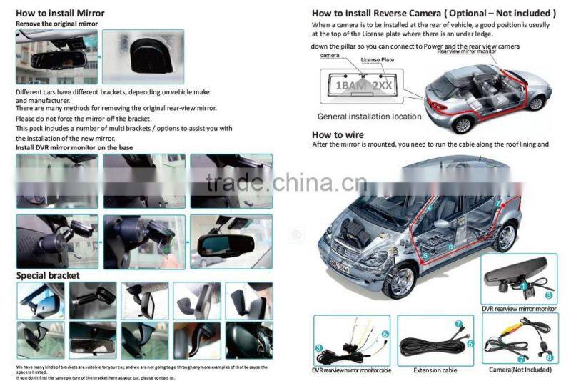 hot sale 4.3 inch GERMID multiple display rear view mirror with backup camera display for trucks.convinient with trucks