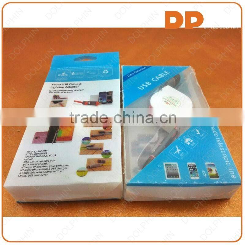 Colored high quality retractable micro usb cable for smartphone usb cable line
