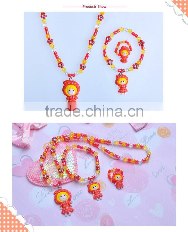2016 Hot Selling Clay Finger Rings Photos Bead Necklace Designs Bracelet Jewelry Lovely Little Red Riding Hood