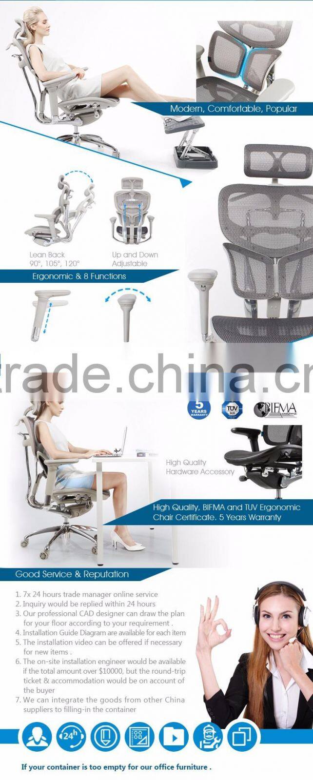Foshan Factory wholesale office furniture swivel mesh best ergonomic office chair