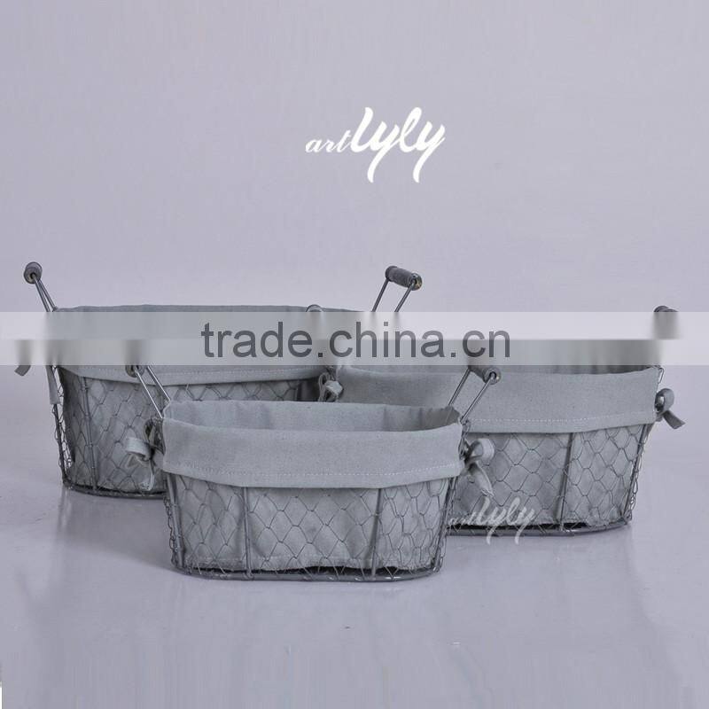 Wire Mesh Storage Baskets with Two Hands on Top