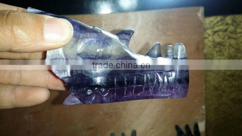 Wholesale colorful fluorite dragon skull head for decoration