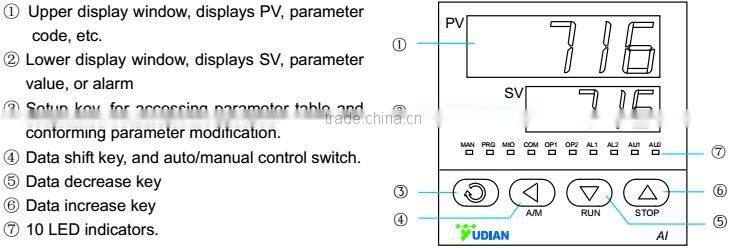 Yudian Brand Pt100 Temperature Gauge for Industrial Usage AI-716