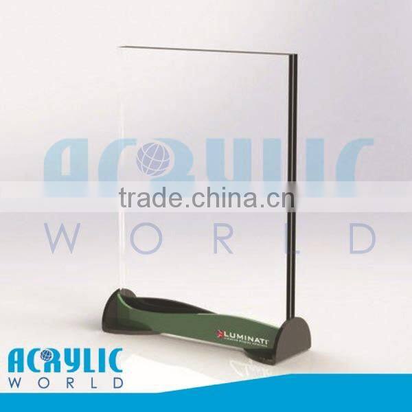 acrylic restaurant menu card holder base with logo printing