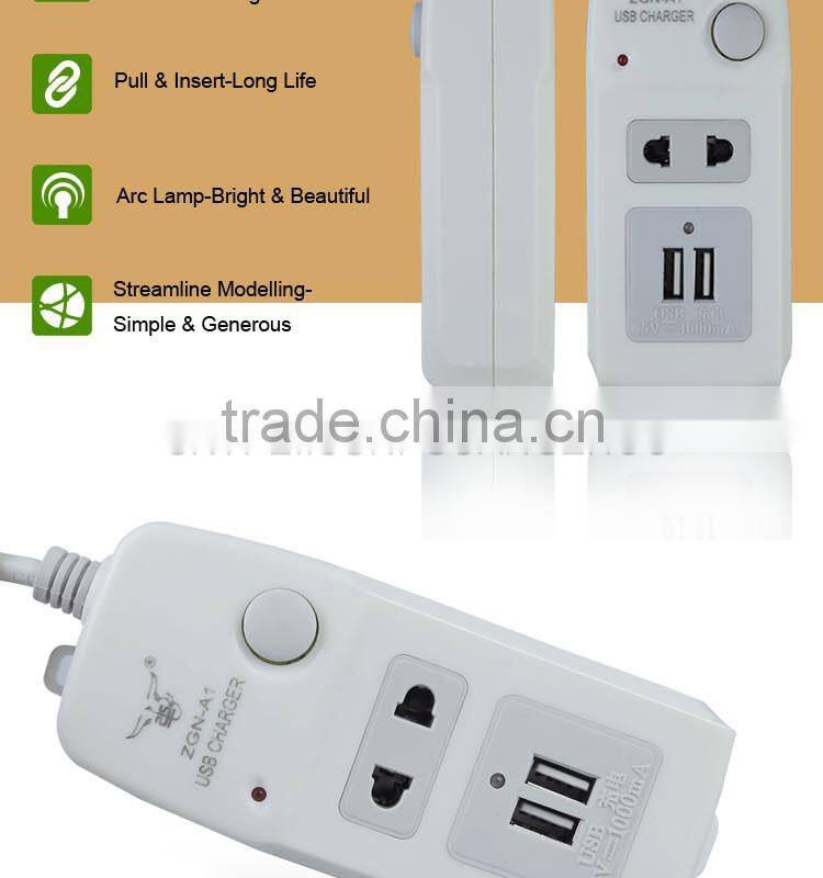 extension wall electrical switch usb socket power strip with 2 usb port output