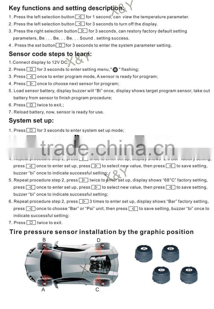 High quality tire pressure monitoring system ,car tpms for BMW XY-TPMS403E