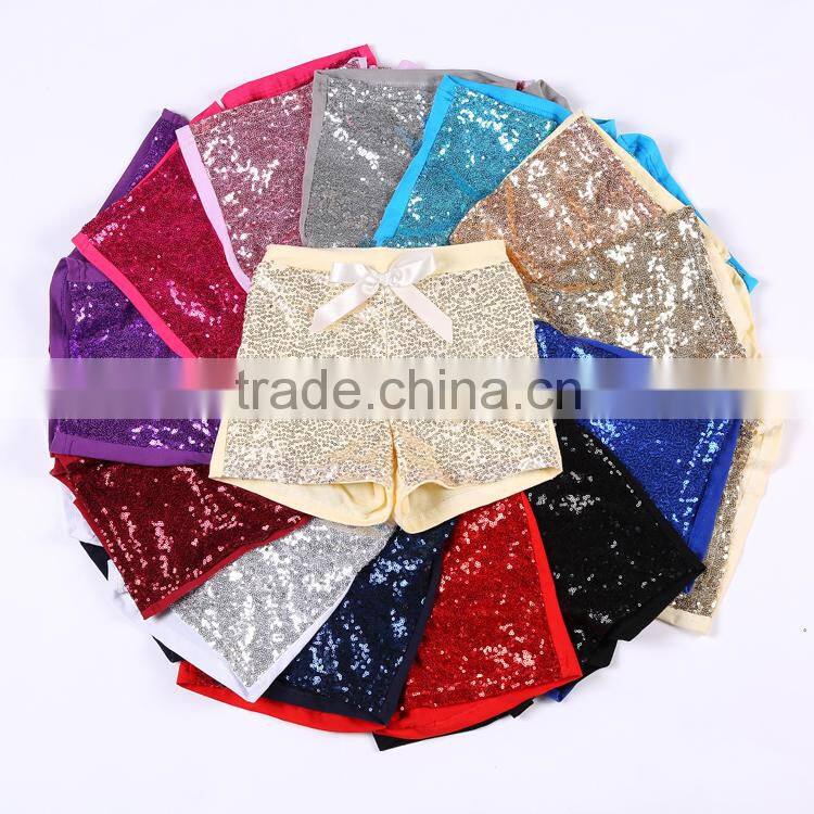 Wholesale Kids Shorts With Bow Knot High Quality Baby Sequin Shorts Petti Short Pants With Stretchy Cotton Shorts