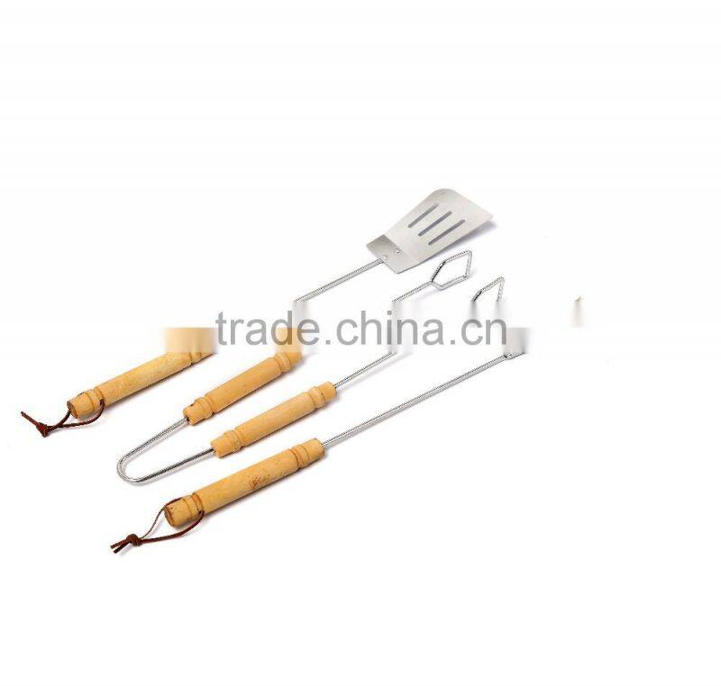 Newly Style 3pcs Mental BBQ Tool Set with wooden Handle for Barbecue