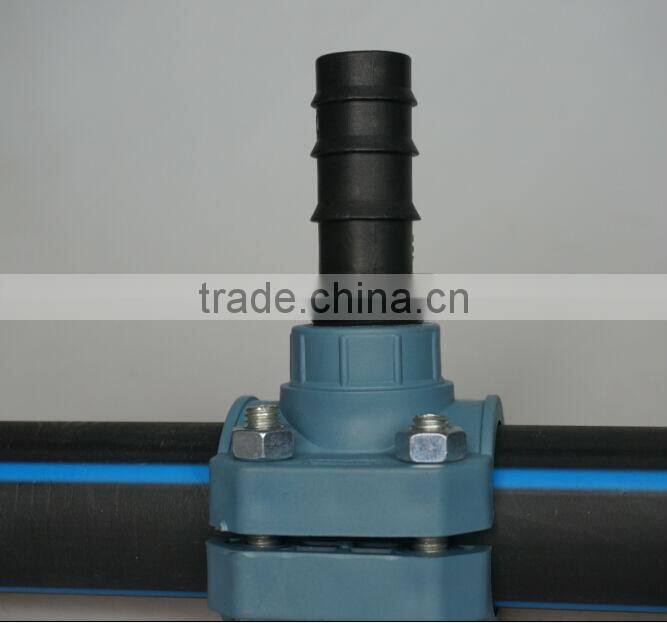 2015 new design PP barbed clamp saddle with barbed connector