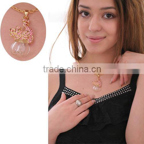 Swan Shape Necklace Pendant Glass Perfume bottle jewelry Necklace