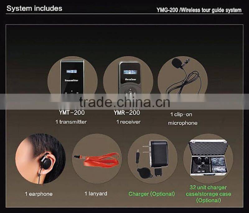 YUMO two presenter / one way / one or tow transmitters wireless tour guide system assisted listening systems